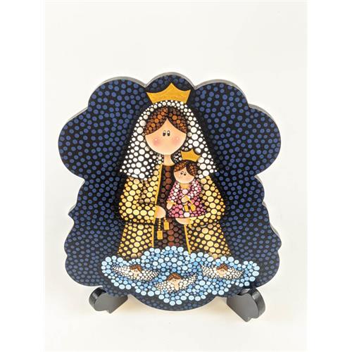 ARTESANATO PINTADO EM MOLDE DE MDF VIRGEM MARIA E MENINO JESUS