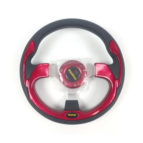 VOLANTE ESPORTIVO TUNING VERMELHO 12" COM BUZINA