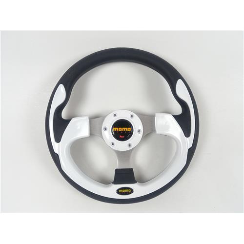 VOLANTE ESPORTIVO TUNING BRANCO 12" COM BUZINA