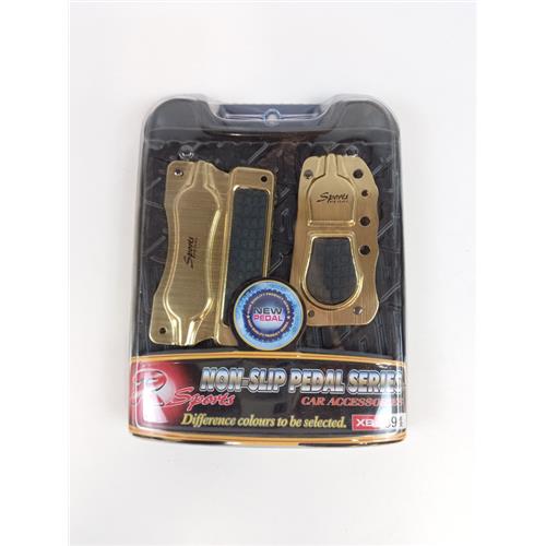 PEDALEIRA ANTIDERRAPANTE DE ALUMÍNIO DOURADA P/ CARRO AUTOMÁTICO - ACELERADOR 10,9x5,4cm - FREIO 7x11,6cm
