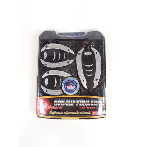 PEDALEIRA DE ALUMÍNIO PRATA P/ CARRO - ACELERADOR 10,5x5,9cm - FREIO E EMBREAGEM 8,5x6cm