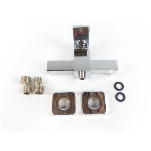 REGISTRO CROMADO DESIGN QUADRADO 3 CONEXÕES DUAS DE 1"-14G UMA DE 13/16"-14G
