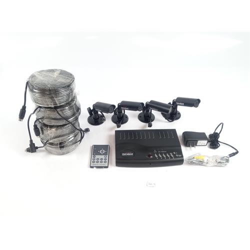 SISTEMA DE SEGURANÇA C/ 4 CÂMERAS COLORIDAS VISÃO NOTURNA A PROVA D'ÁGUA + 4x CABO 400ft E CONTROLE REMOTO