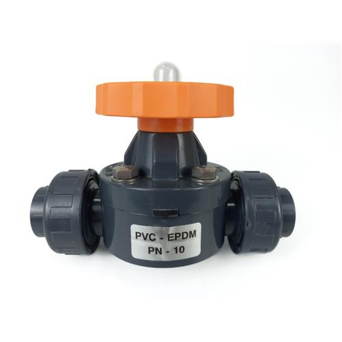 VÁLVULA DIAFRAGMA PVC EPDM DN20 1" ANSI SCH80 ENCAIXE Ø25mm