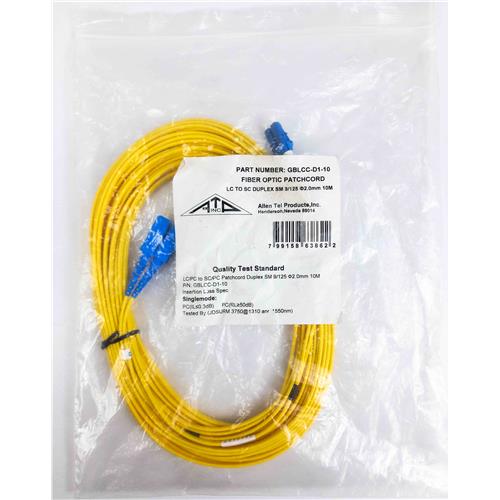 CABO ADAPTADOR DE FIBRA ÓPTICA LC/PC PARA SC/PC DUPLEX SM 9/125 Ø2mm SINGLEMODE 1310nm - 10 METROS