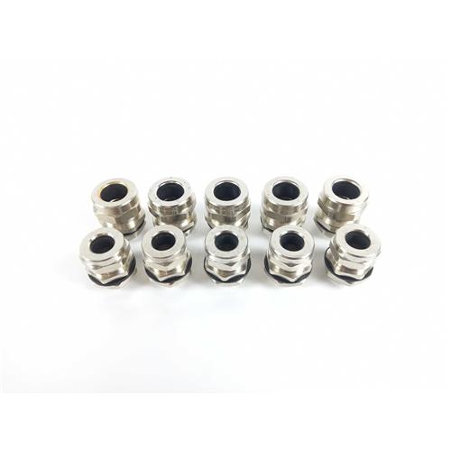 10x CONECTOR EM LATÃO REVESTIDO DE NÍQUEL PARA CABO NÃO BLINDADO DE 11 - 15mm