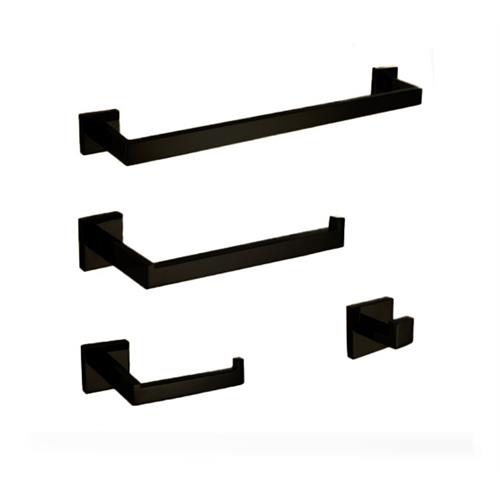 KIT PRETO DE PORTA TOALHA PARA BANHEIRO