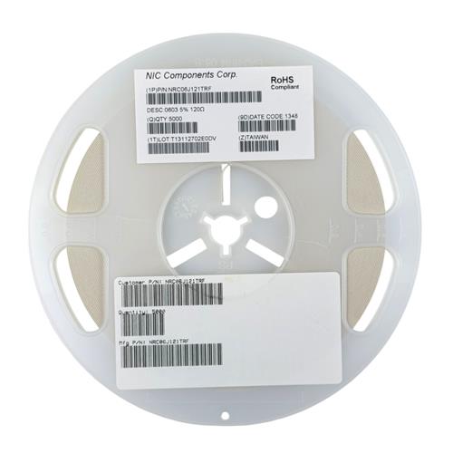 CARRETEL COM 5000 RESISTORES SMD 120? ±5% 0,1W 0603 (1608) AEC-Q200