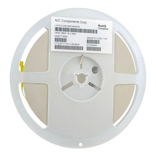 CARRETEL  COM 5000 RESISTORES SMD 2,49? ±1% 0,1W 0603 (1608) AEC-Q200