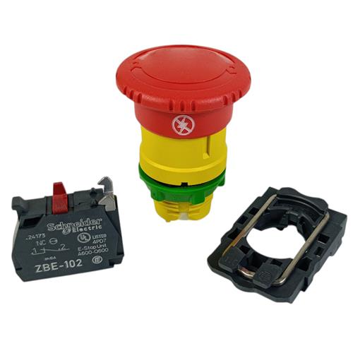 BOTÃO PULSADOR ESPECIAL CABEÇA 40MM, ENCAIXE 22MM, PARA SUPERFÍCIE PLANA DE GABINETES ELÉTRICOS