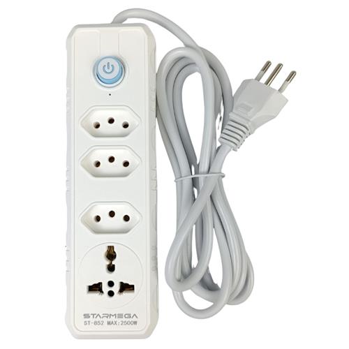 FILTRO DE LINHA BIVOLT 10A 2500W COM 4 TOMADAS E INTERRUPTOR - CABO 1,80M