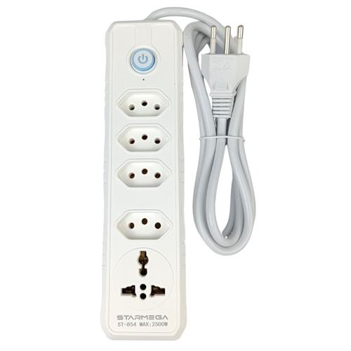 FILTRO DE LINHA BIVOLT 10A 2500W COM 5 TOMADAS E INTERRUPTOR - CABO 1,80M