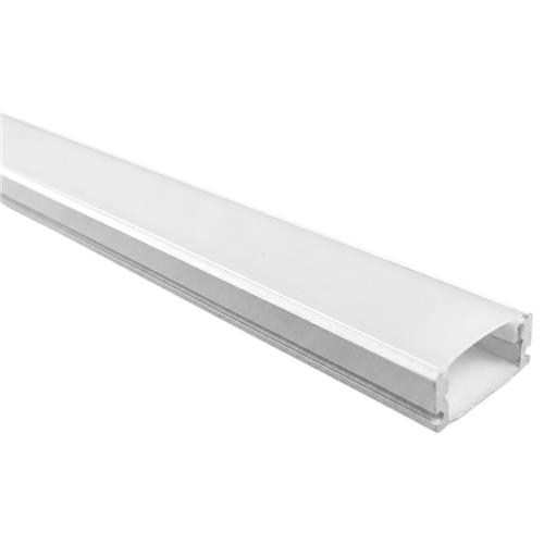 PERFIL DE ALUMÍNIO SOBREPOR PARA FITA LED BRANCO 203cm COM DIFUSOR BRANCO TRANSLÚCIDO - INTERNO 12.5 x 6mm