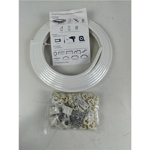 TRILHO FLEXÍVEL PARA CORTINA DE TETO COM ROLDANAS GANCHOS SUPORTES E KIT DE INSTALAÇÃO - 5 METROS