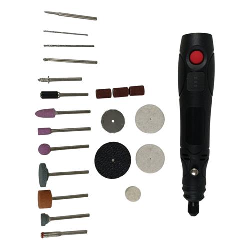 MINI RETÍFICA ELÉTRICA PORTÁTIL SEM FIO KIT 27 PEÇAS COM BROCAS DISCOS E PONTAS PARA CORTAR LIXAR POLIR E GRAVAR