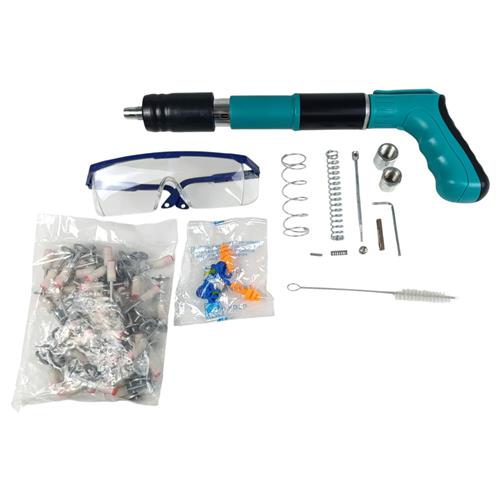 KIT PISTOLA FINCA PINOS DE FIXAÇÃO MANUAL PARA CONCRETO E ALVENARIA COM 50 PINOS E ACESSÓRIOS
