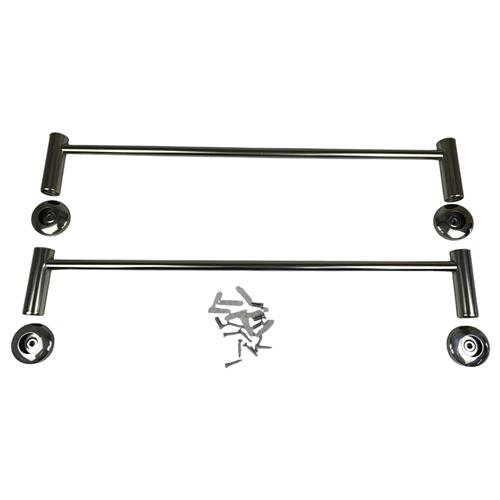 KIT 2 PORTA TOALHAS DE PAREDE BARRA SIMPLES SUPORTE METÁLICO CROMADO PARA BANHEIRO