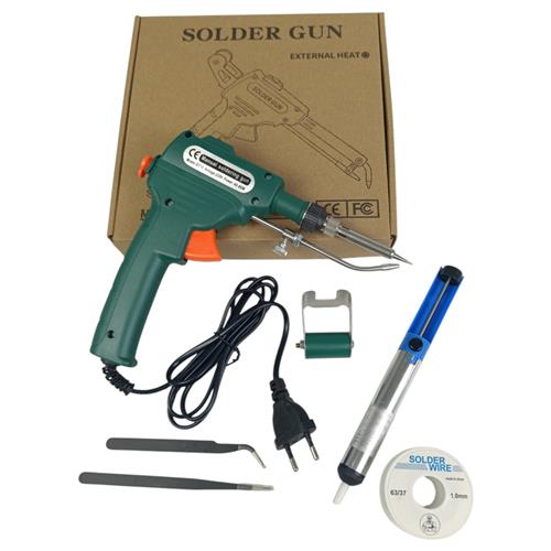 KIT PISTOLA DE SOLDA ELÉTRICA 220V 40-80W COM ALIMENTADOR DE ESTANHO E ACESSÓRIOS