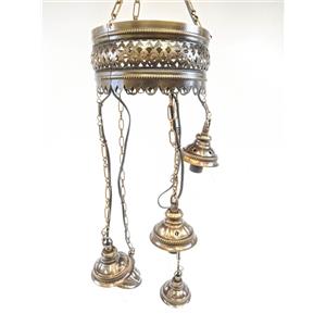 LUSTRE TURCO BIVOLT P/ 5 LÂMPADAS E-14 / E-27 - S/ MOSAICO DE VIDRO - 95x20CM