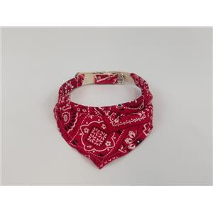 COLEIRA PARA CACHORRO DE COURO SINTÉTICO E TECIDO C/ BANDANA TAMANHO 16"