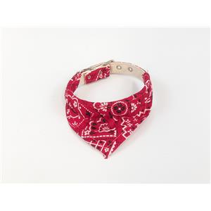 COLEIRA PARA CACHORRO DE COURO SINTÉTICO E TECIDO C/ BANDANA TAMANHO 12"