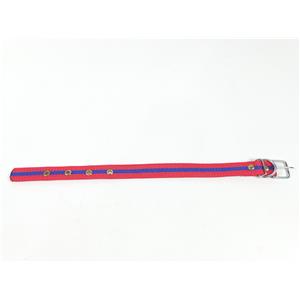 COLEIRA P/ CÃES NYLON 4 FUROS 45.0x2.5cm - VERMELHO C/ LISTRA AZUL