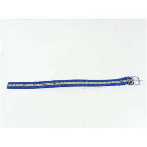 COLEIRA P/ CÃES NYLON 4 FUROS 45.0x2.5cm - AZUL C/ LISTRA AMARELA