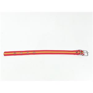 COLEIRA P/ CÃES NYLON 4 FUROS 45.0x2.5cm - VERMELHO C/ LISTRA AMARELA