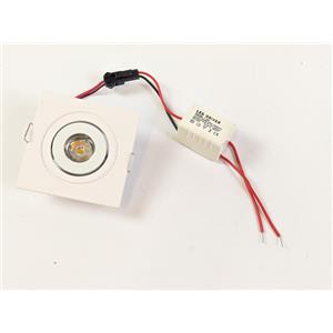 SPOT DE LED 1W 3000K DE EMBUTIR QUADRADO 6x6cm - LED DRIVER 90-265VAC - 7-11VDC - COR BRANCO