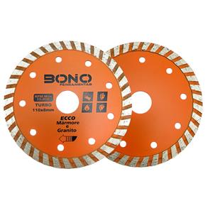 DISCO DE CORTE DIAMANTADO TURBO P/ MÁRMORE E GRANITO Ø110x20mm ESPESSURA 2mm ESPESSURA DE DESGASTE 8mm