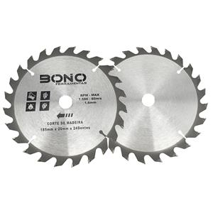 SERRA VÍDEA P/ CORTE DE MADEIRA Ø185xØ20x1.6mm 24 DENTES (LARGURA DOS DENTES 11mm)