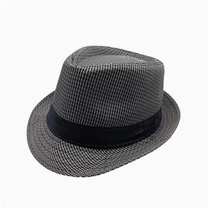 CHAPÉU PANAMÁ DE POLIESTER COR XADREZ BRANCO/PRETO   - CIRCUNFERÊNCIA 58cm
