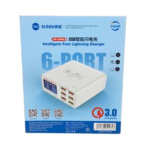 CARREGADOR PORTÁTIL E MEDIDOR DE TENSÃO C/ 6VIAS USB E CABO DE ALIMENTAÇÃO BIVOLT 2.5A