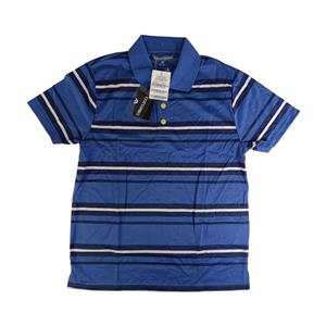 CAMISA POLO MASCULINA 100% POLIÉSTER AZUL ROYAL COM LISTRAS MARINHO, AZUL ESCURO E BRANCAS TAMANHO: P