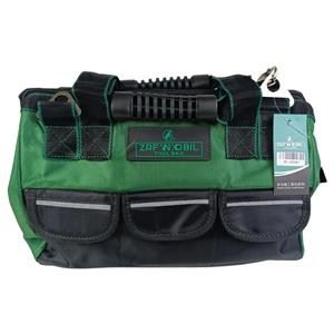 BOLSA PARA FERRAMENTAS PROFISSIONAL 35X22X22CM COM ALÇA DE OMBRO E MÚLTIPLOS BOLSOS VERDE E PRETA