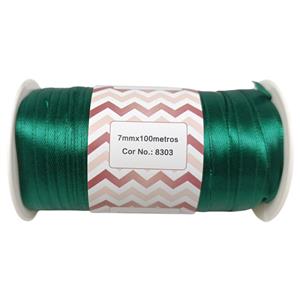 FITA DE CETIM 7MM X 100M ROLO VERDE ESMERALDA