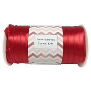FITA DE CETIM 7MM X 100M ROLO VERMELHO