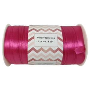 FITA DE CETIM 7MM X 100M ROLO ROSA PINK