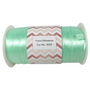 FITA DE CETIM 7MM X 100M ROLO VERDE MENTA