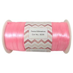 FITA DE CETIM 7MM X 100M ROLO ROSA CLARO