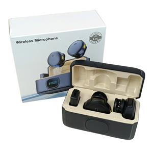 KIT MICROFONE DE LAPELA SEM FIO 2.4GHZ PARA IPHONE LIGHTNING COM ESTOJO DE RECARGA E REDUÇÃO DE RUÍDO