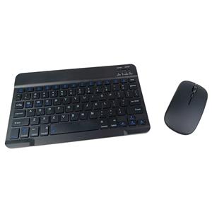 KIT TECLADO BLUETOOTH E MOUSE SEM FIO RECARREGÁVEL SLIM COM ILUMINAÇÃO PRETO PARA PC NOTEBOOK TABLET